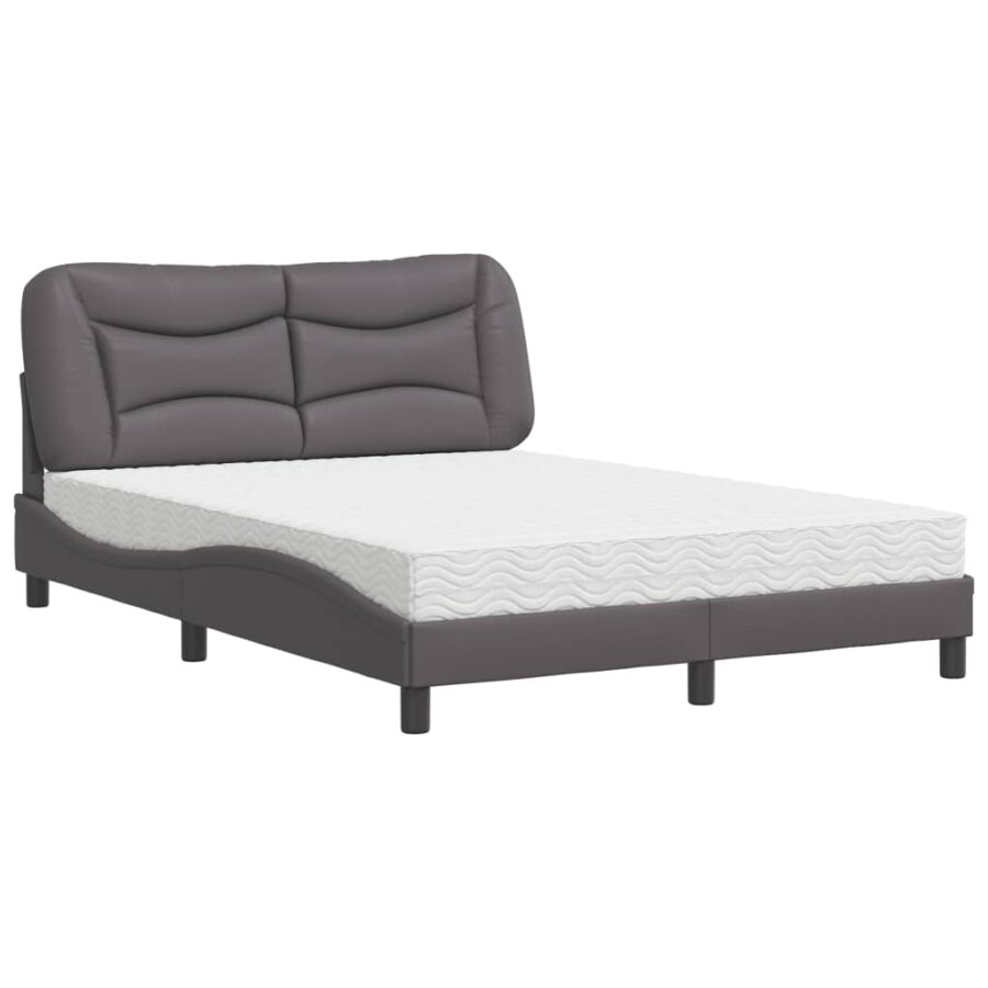 Bed met matras kunstleer grijs 140x200 cm - Afbeelding 2