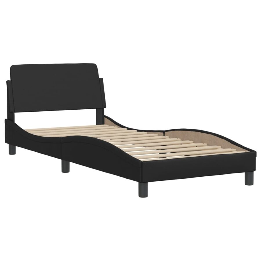 Bed met matras kunstleer zwart 80x200 cm - Afbeelding 4