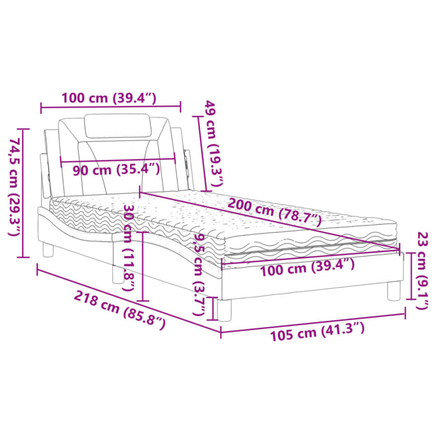 Bed met matras kunstleer bruin 100x200 cm - Afbeelding 11