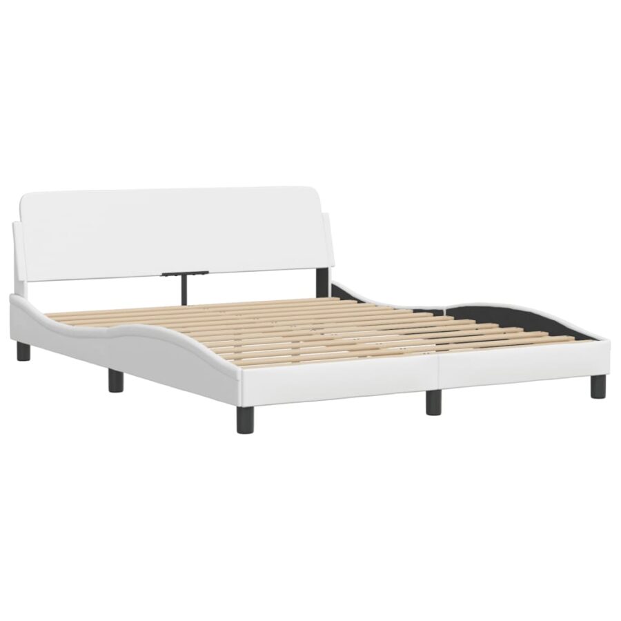 Bed met matras kunstleer wit 160x200 cm - Afbeelding 4