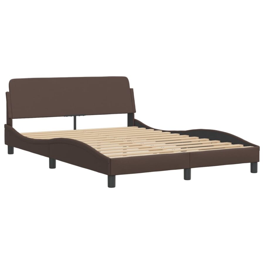 Bed met matras kunstleer bruin 120x200 cm - Afbeelding 4