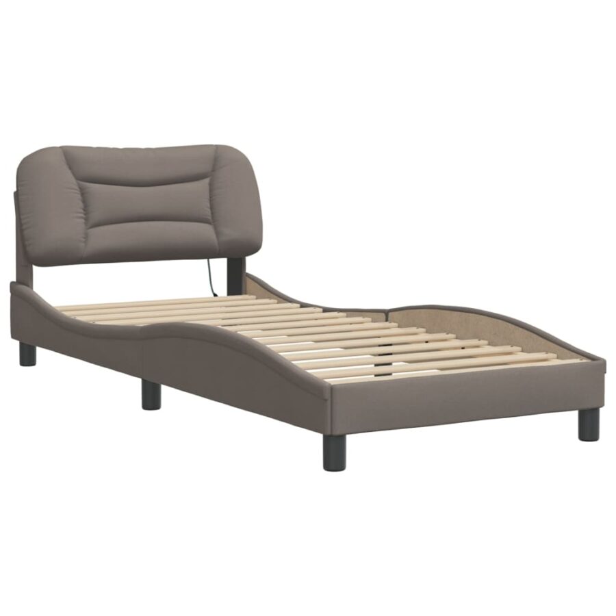 Bedframe met LED-verlichting stof taupe 90x190 cm - Afbeelding 3