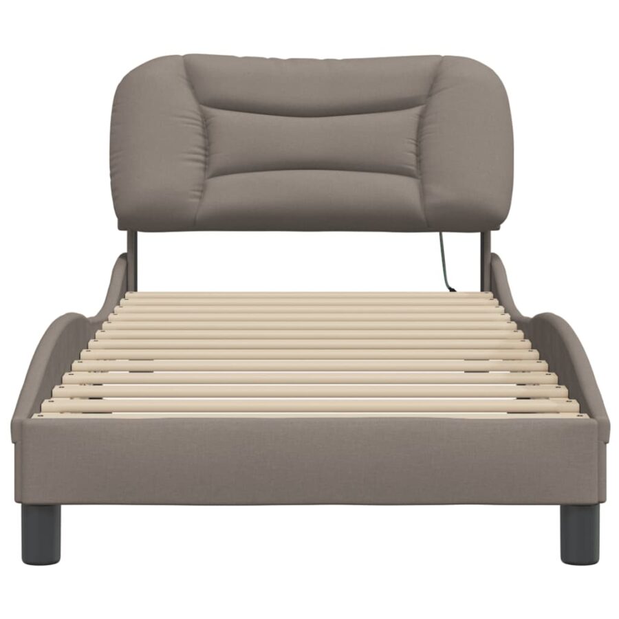 Bedframe met LED-verlichting stof taupe 90x190 cm - Afbeelding 6