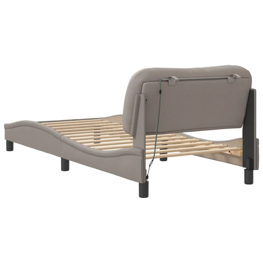 Bedframe met LED-verlichting stof taupe 90x190 cm - Afbeelding 9