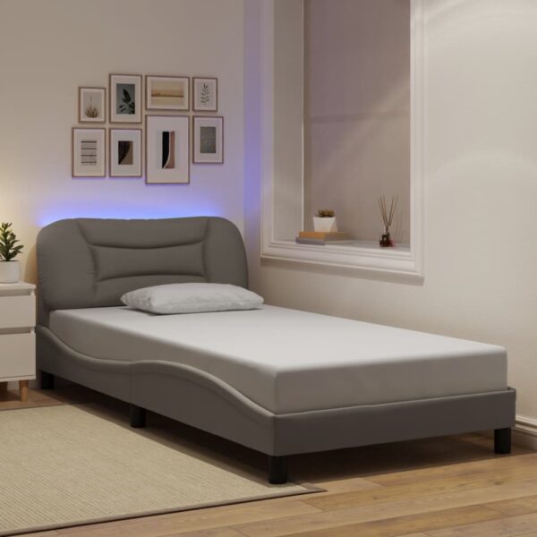 Bedframe met LED-verlichting stof taupe 100x200 cm