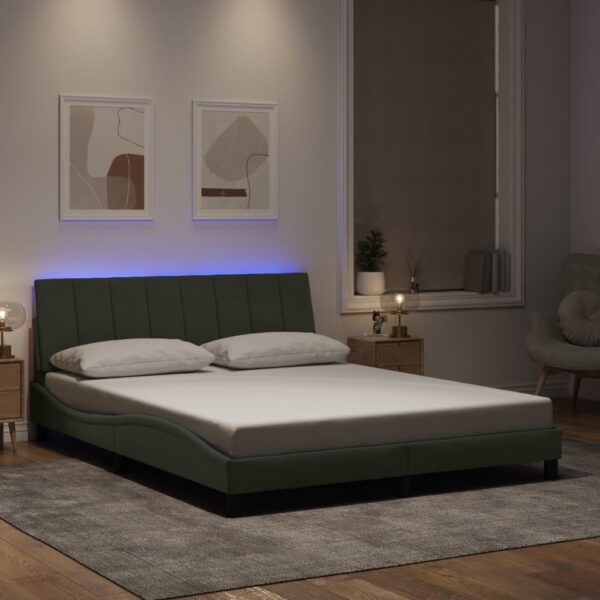 Bedframe met LED-verlichting fluweel lichtgrijs 160x200 cm