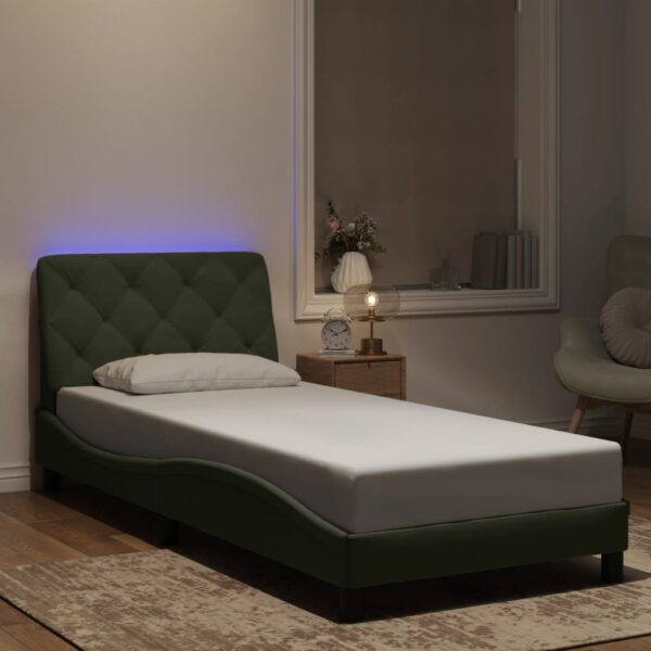 Bedframe met LED-verlichting fluweel lichtgrijs 90x200 cm