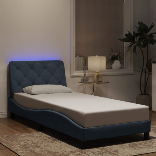 Bedframe met LED-verlichting fluweel donkergrijs 90x200 cm
