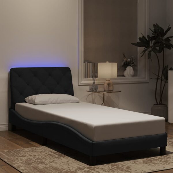 Bedframe met LED-verlichting fluweel zwart 90x200 cm