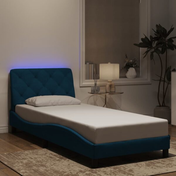 Bedframe met LED-verlichting fluweel blauw 90x200 cm