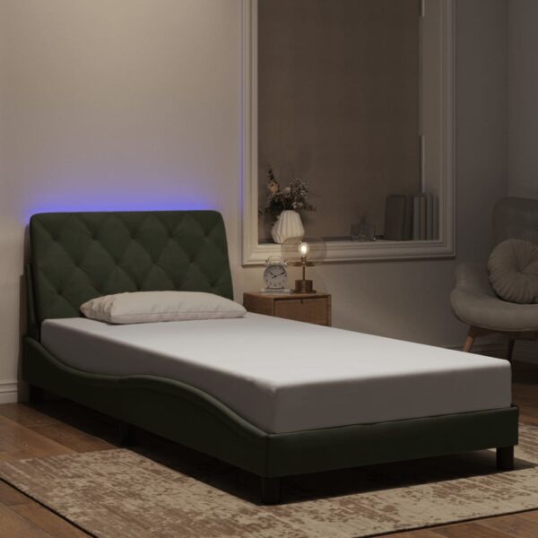 Bedframe met LED-verlichting fluweel lichtgrijs 100x200 cm