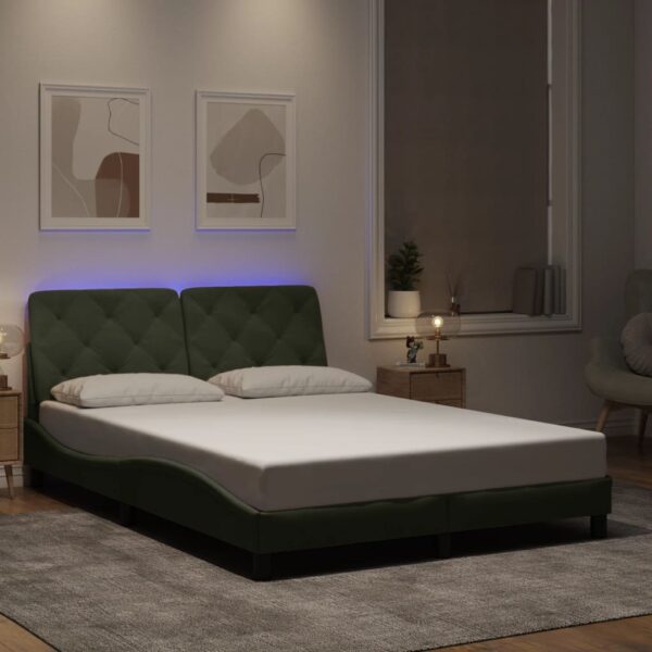 Bedframe met LED-verlichting fluweel lichtgrijs 140x200 cm