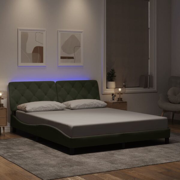 Bedframe met LED-verlichting fluweel lichtgrijs 160x200 cm