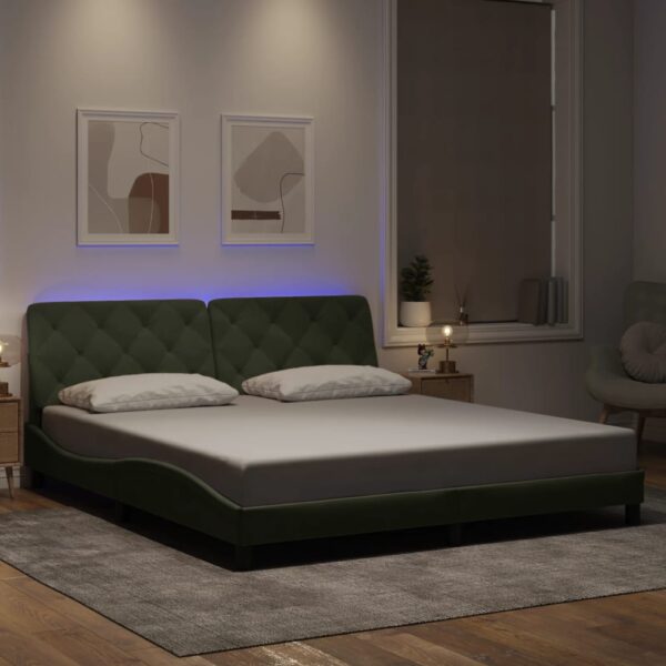 Bedframe met LED-verlichting fluweel lichtgrijs 180x200 cm