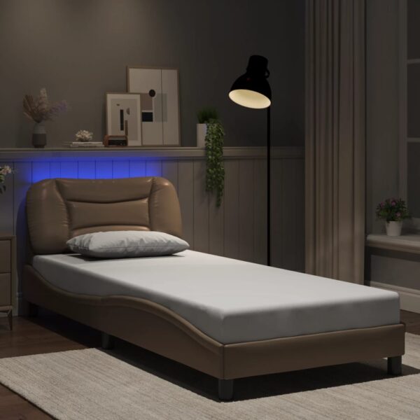 Bedframe met LED-verlichting kunstleer cappuccino 80x200 cm