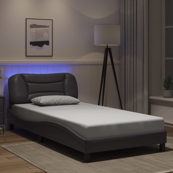 Bedframe met LED-verlichting kunstleer grijs 100x200 cm