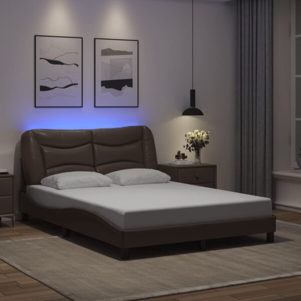 Bedframe met LED-verlichting kunstleer bruin 120x200 cm