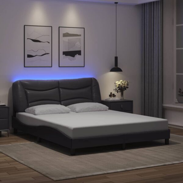 Bedframe met LED-verlichting kunstleer grijs 160x200 cm