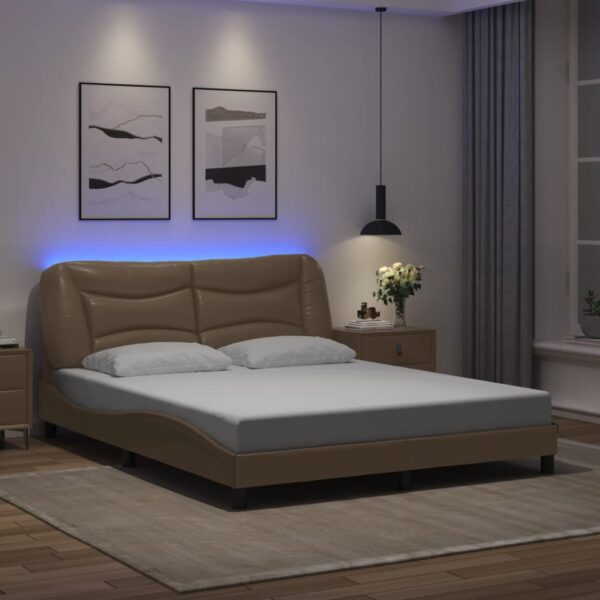 Bedframe met LED-verlichting kunstleer cappuccino 160x200 cm