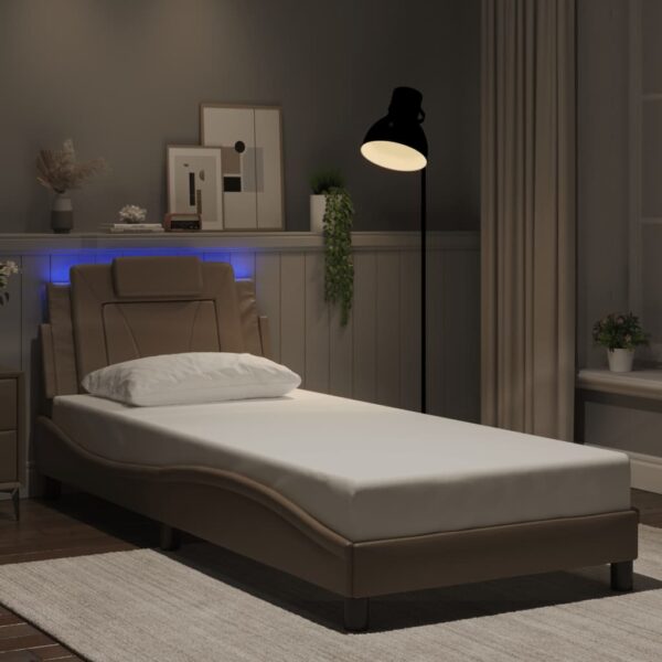 Bedframe met LED-verlichting kunstleer cappuccino 80x200 cm