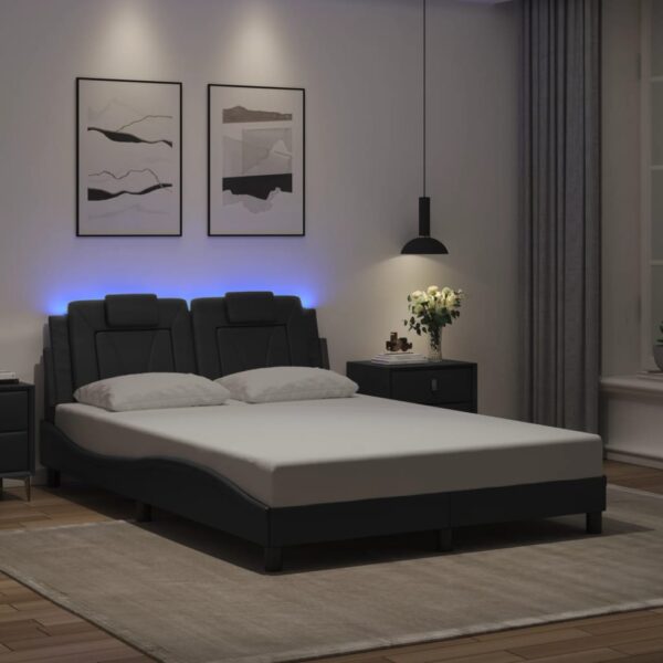Bedframe met LED-verlichting kunstleer grijs 120x200 cm