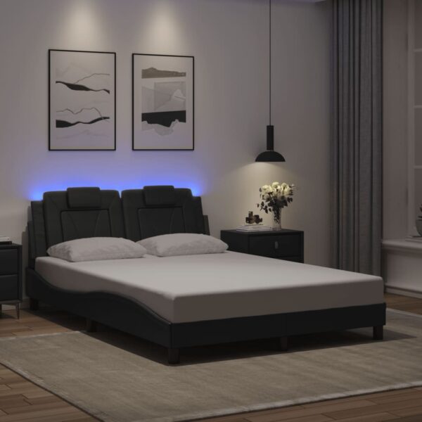Bedframe met LED-verlichting kunstleer grijs 140x200 cm