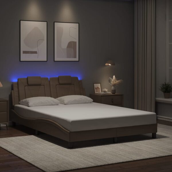 Bedframe met LED-verlichting kunstleer cappuccino 140x200 cm