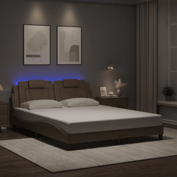 Bedframe met LED-verlichting kunstleer cappuccino 160x200 cm