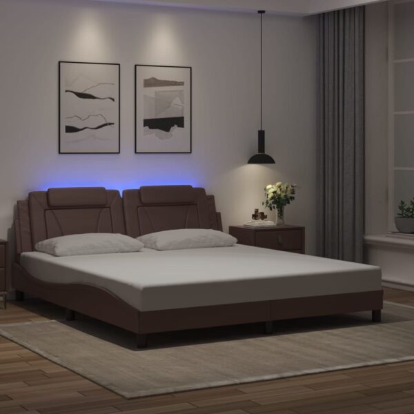 Bedframe met LED-verlichting kunstleer bruin 180x200 cm