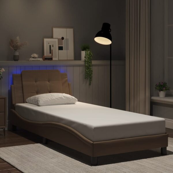Bedframe met LED-verlichting kunstleer cappuccino 80x200 cm