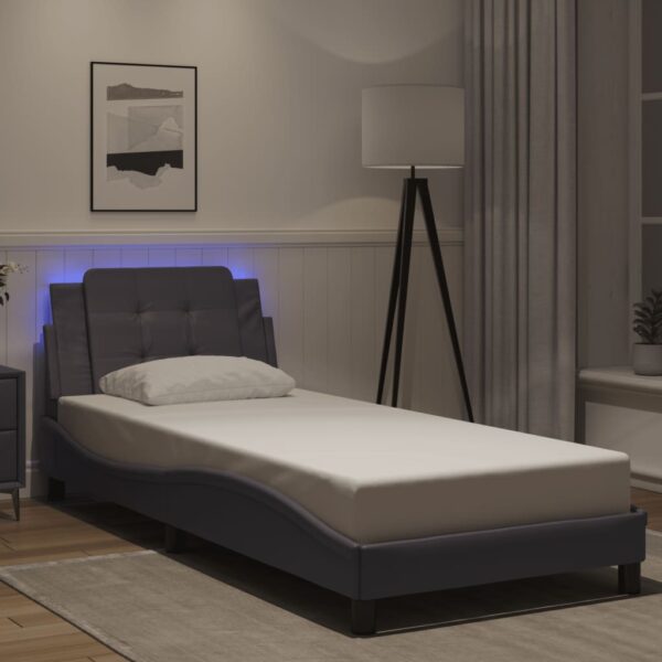 Bedframe met LED-verlichting kunstleer grijs 100x200 cm