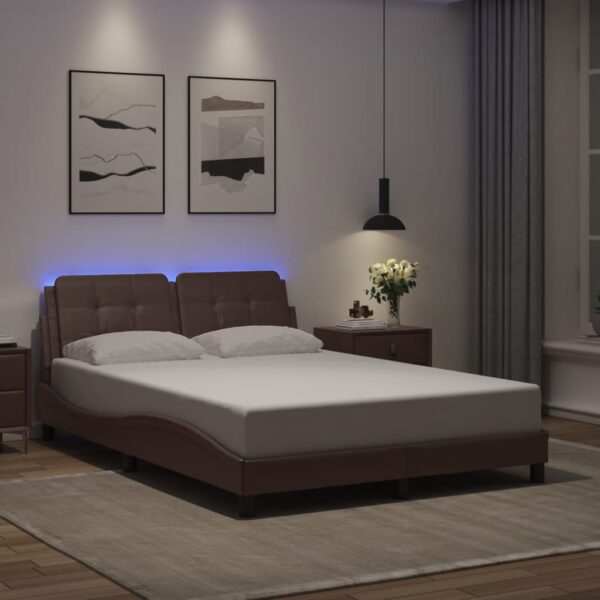 Bedframe met LED-verlichting kunstleer bruin 120x200 cm