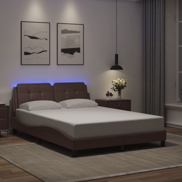 Bedframe met LED-verlichting kunstleer grijs 120x200 cm
