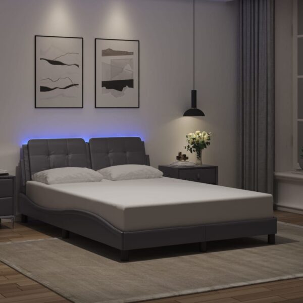 Bedframe met LED-verlichting kunstleer grijs 140x190 cm