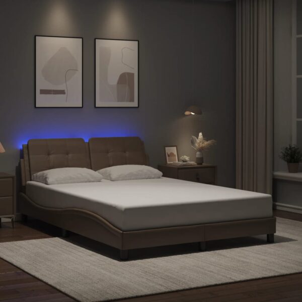 Bedframe met LED-verlichting kunstleer cappuccino 140x200 cm