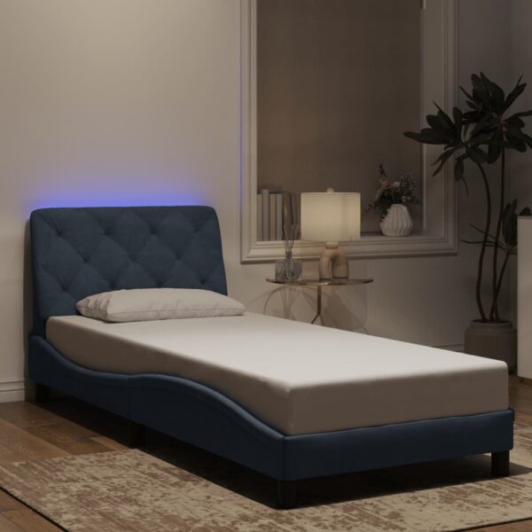 Bedframe met LED-verlichting fluweel donkergrijs 90x190 cm