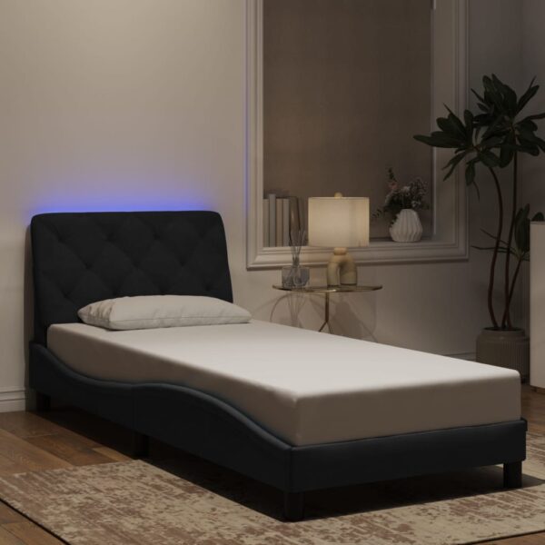 Bedframe met LED-verlichting fluweel zwart 90x190 cm