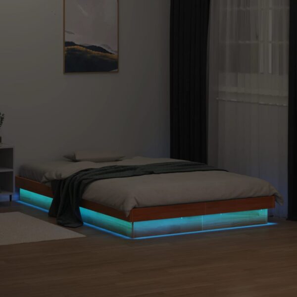 Bedframe met LED-verlichting grenenhout wasbruin 120x200 cm