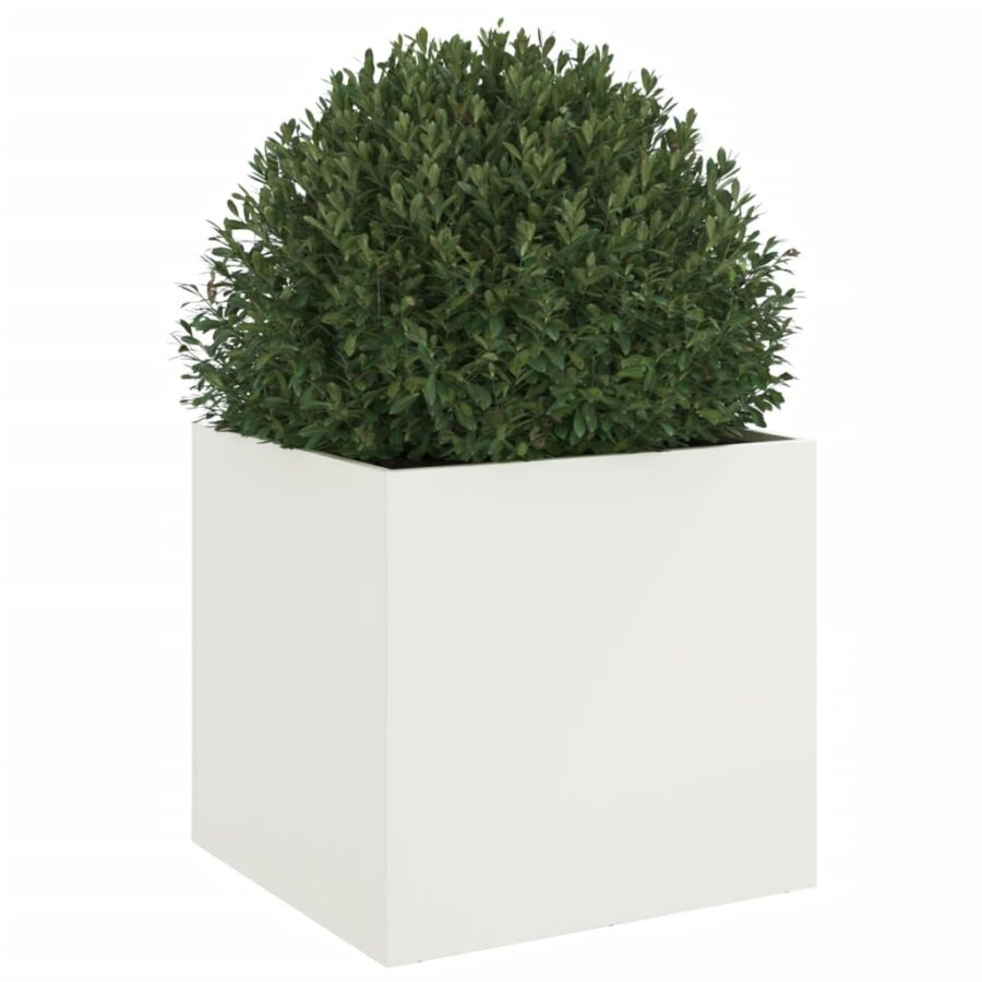 Plantenbak 49x47x46 cm staal wit - Afbeelding 4