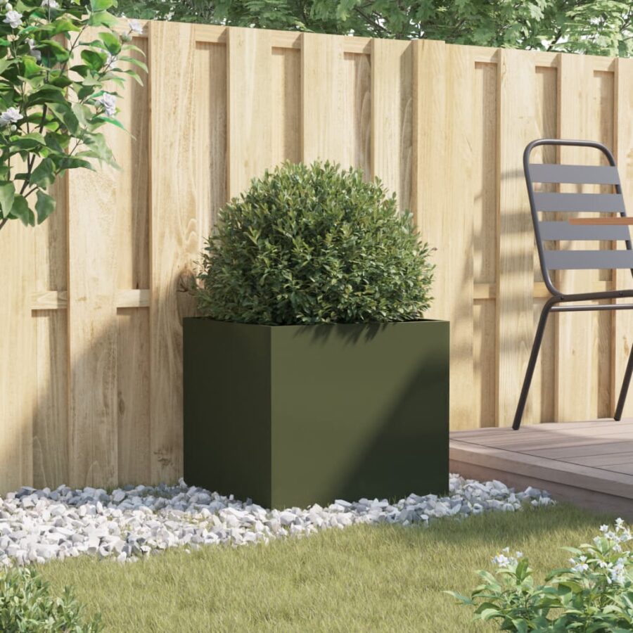 Plantenbak 49x47x46 cm staal olijfgroen - Afbeelding 3