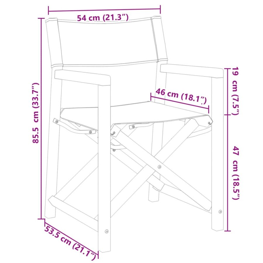 Tuinstoelen 2 st inklapbaar stof crèmewit - Afbeelding 9
