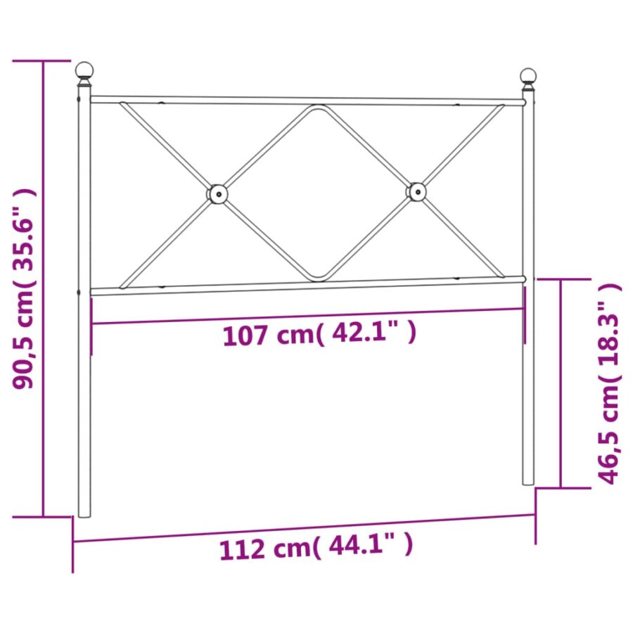 Hoofdbord 107 cm metaal zwart - Afbeelding 6