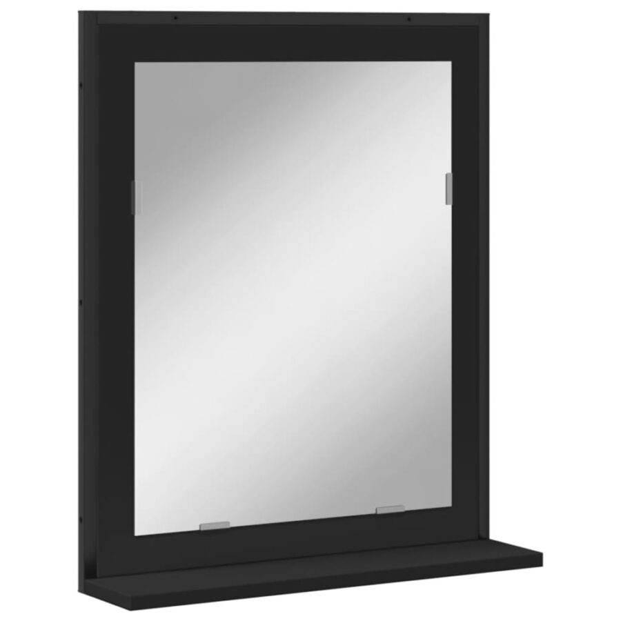 Badkamerspiegel met schap 50x12x60 cm hout zwart - Afbeelding 2