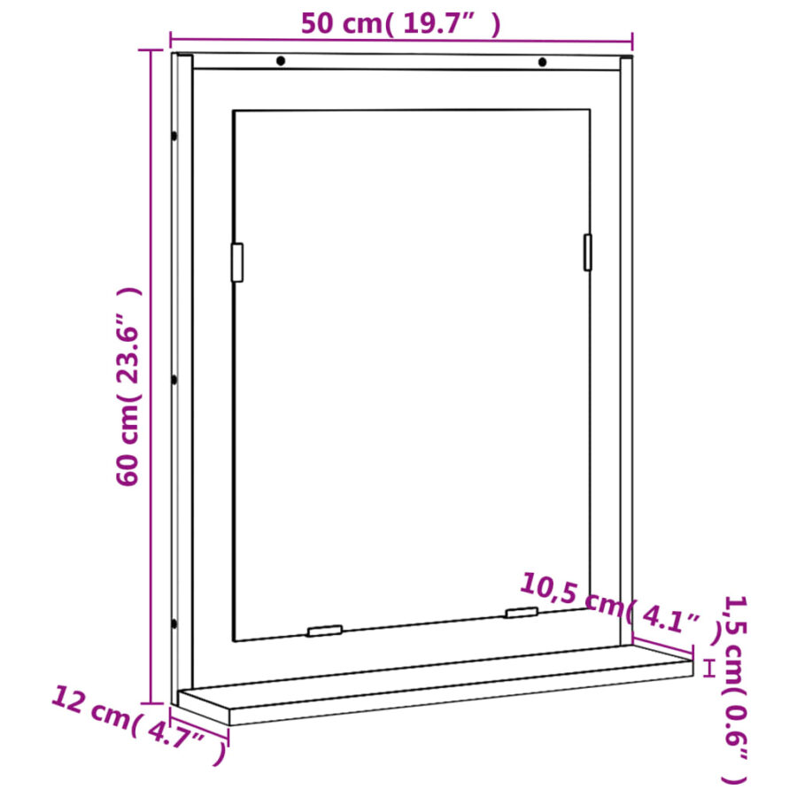 Badkamerspiegel met schap 50x12x60 cm hout sonoma eikenkleurig - Afbeelding 9