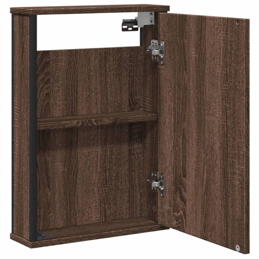 Badkamerspiegelkast 42x12x60 cm bewerkt hout bruin eikenkleurig - Afbeelding 5