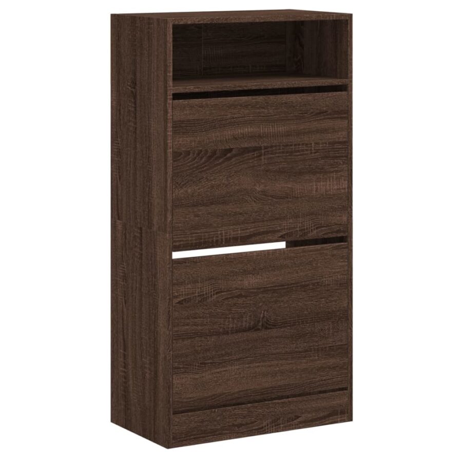 Schoenenkast 60x34x116 cm bewerkt hout bruin eikenkleur - Afbeelding 4