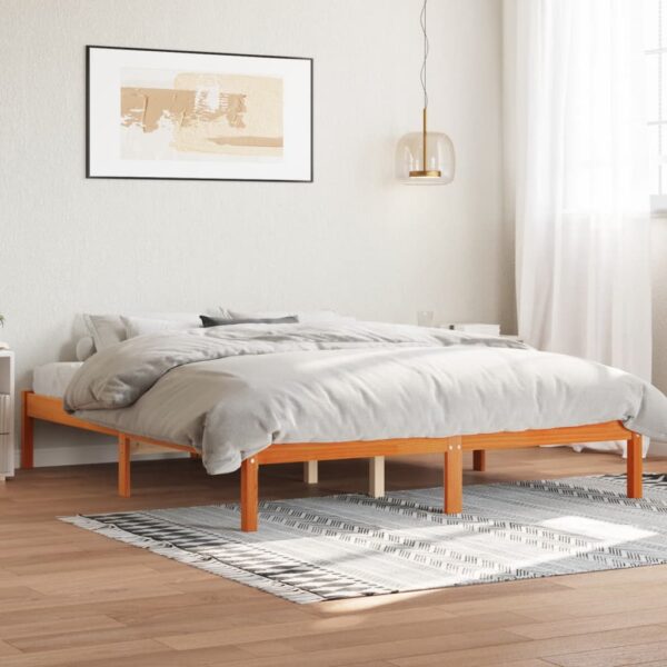 Bedframe zonder matras massief grenenhout wasbruin 160x200 cm