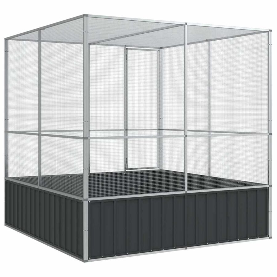 Volière 211x207x212 cm staal zilverkleurig - Afbeelding 6