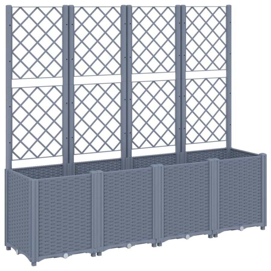 Plantenbak met latwerk 160x40x140 cm polypropeen grijs - Afbeelding 2