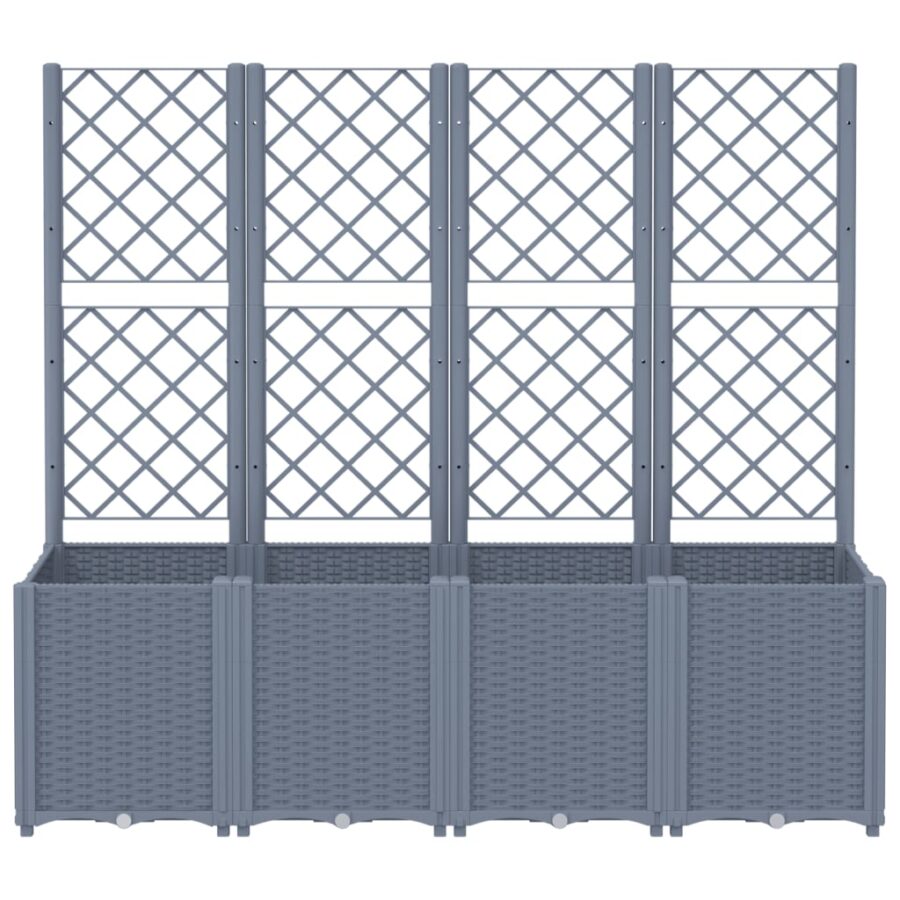 Plantenbak met latwerk 160x40x140 cm polypropeen grijs - Afbeelding 3